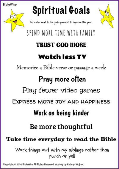 Spiritual Goals - Kids Korner - BibleWise