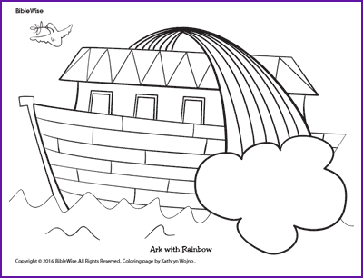 coloring noah's ark with a rainbow  kids korner  biblewise