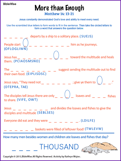 t page coloring (Jesus than 5,000)  Feeds the Enough Korner More  Kids