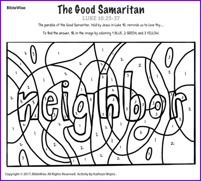 Download The Good Samaritan (Color by Number) - Kids Korner - BibleWise